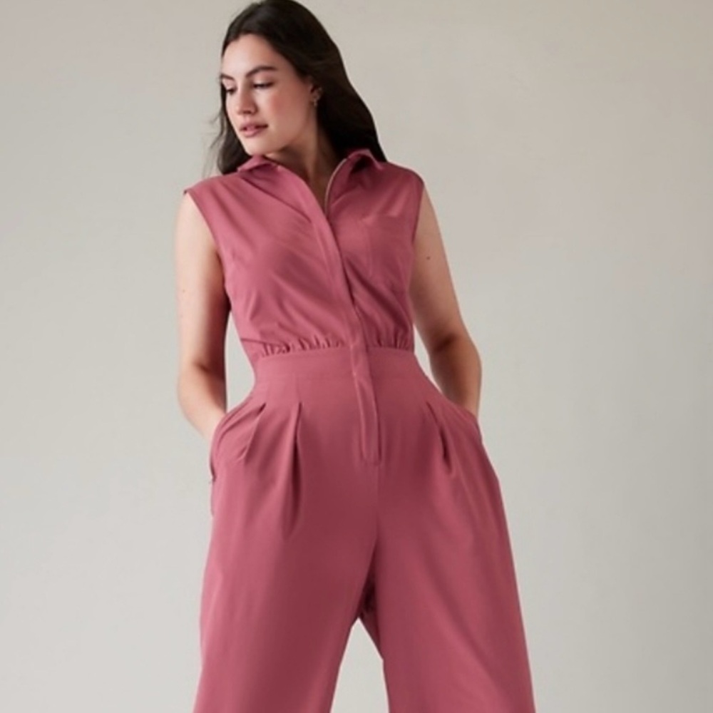 NWT ATHLETA BROOKLYN HEIGHTS ROMPER SIZE 4 Petite Dusty Mauve - Picture 3 of 4